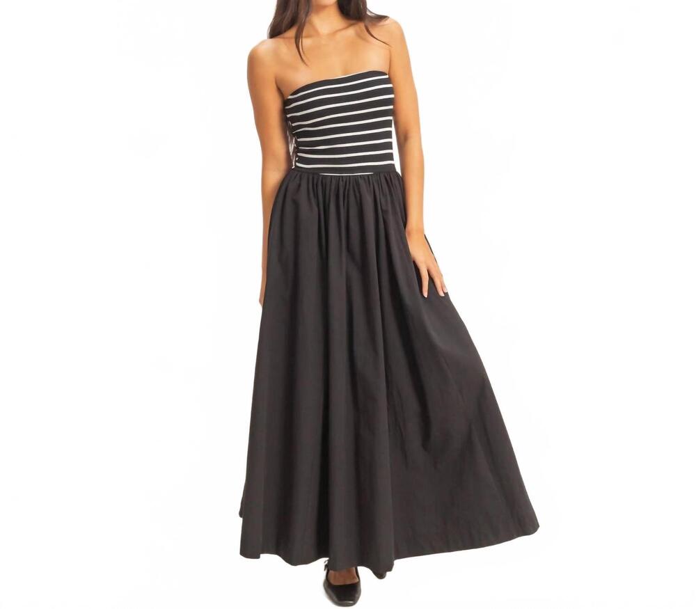 NEW HYFVE striped strapless flowy dress in black